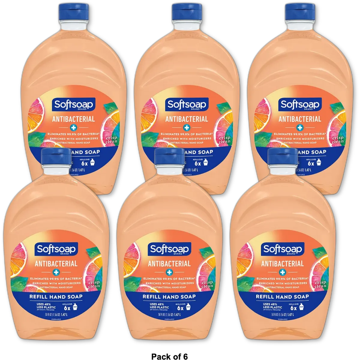 Softsoap Antibacterial Liquid Hand Soap Refill Crisp Clean 50Oz (Pack of 6)