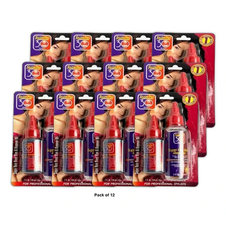 SalonPro Super Hair Bond Glue and Remover 1 Oz and 2 Oz Combo Blister (Pack of 12)