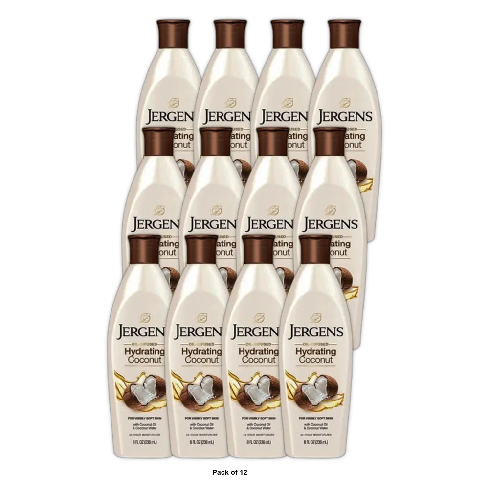 Jergens Hand and Body Lotion Hydrating Coconut Body Lotion 8 Oz (Pack of 6)
