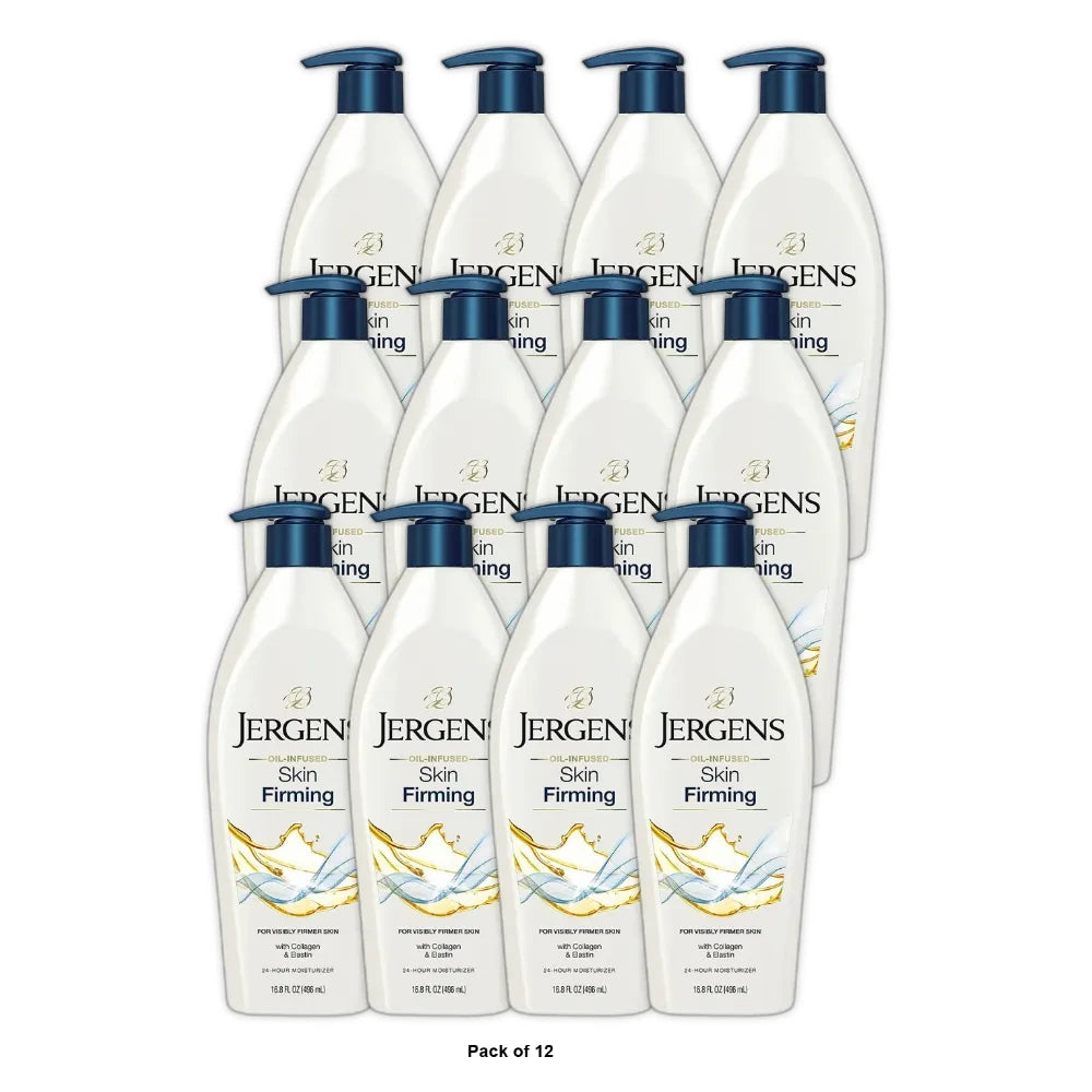 Jergens Skin Firming Body Lotion, with Collagen and Elastin, For Dry Skin, Derma 16.8 Oz (Pack of 12)