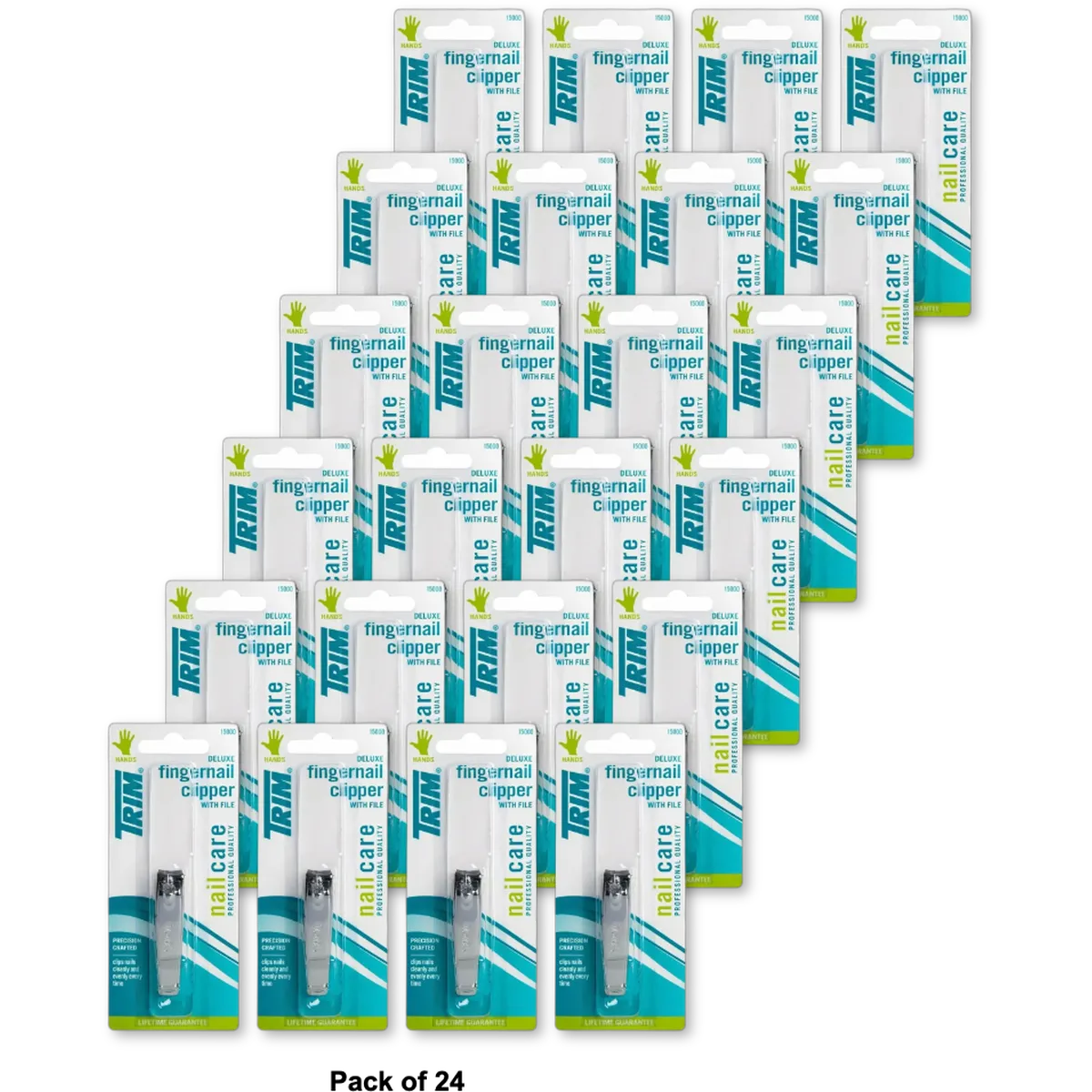 Trim Deluxe Quality Steel Fingernail Clipper with File 3.2Oz (Pack of 24)