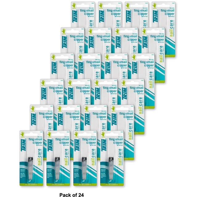 Trim Deluxe Quality Steel Fingernail Clipper with File 3.2Oz (Pack of 24)