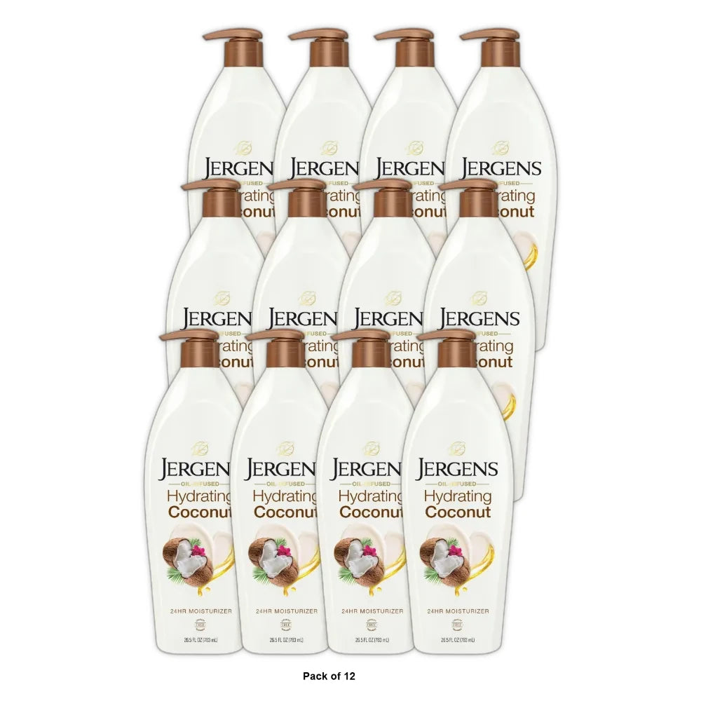 Jergens Hydrating Coconut Body Lotion Moisturizer for Dry Skin Dermatologist Te 26.5 Oz (Pack of 6)