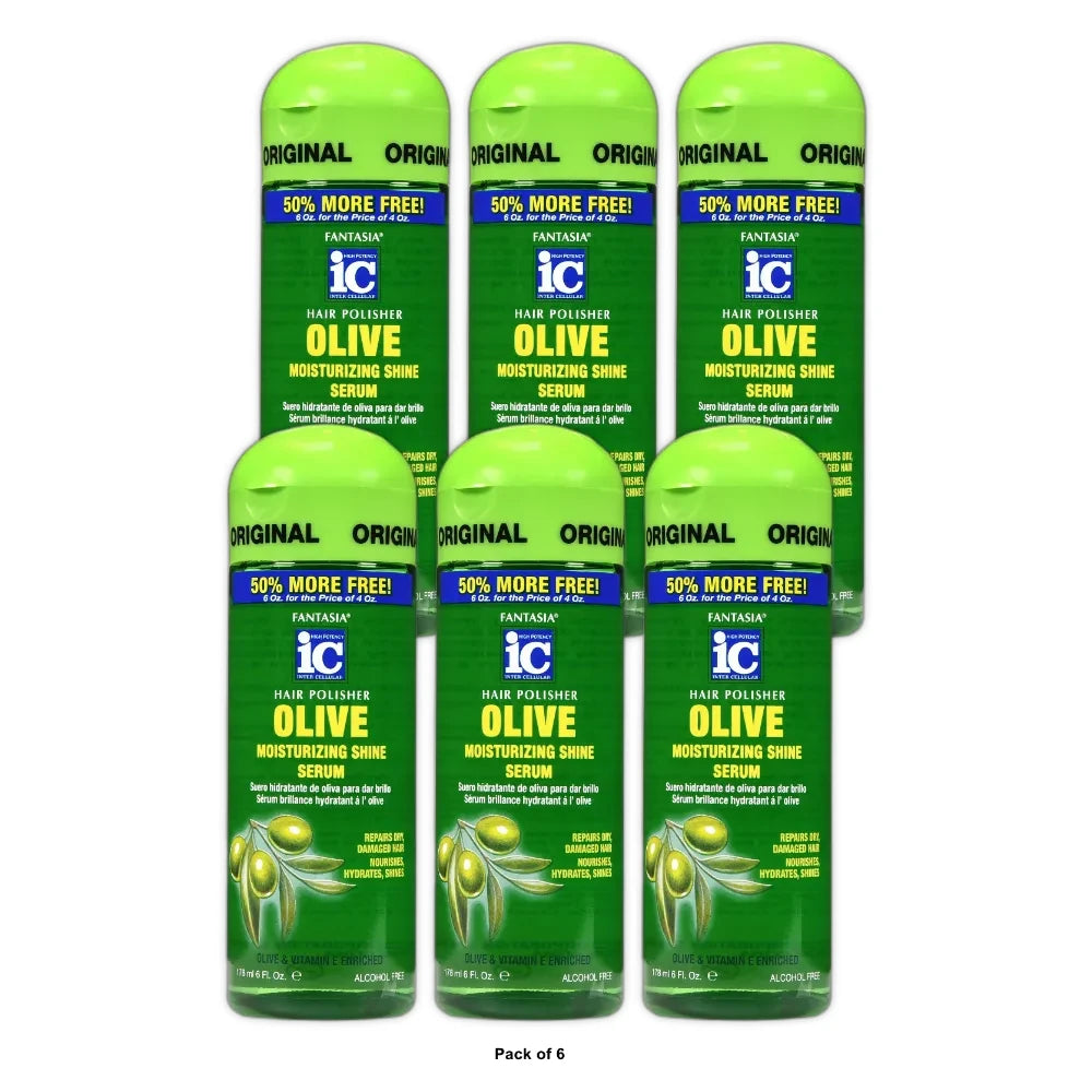 Fantasia High Potency IC Moisturizing Shine Enhancing Hair Serum with Vitamin E . 6 Oz (Pack of 6)