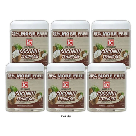 Fantasia Coconut Styling Gel 20 oz. Moisturizing Nourishing All Hair Types U (Pack of 6)