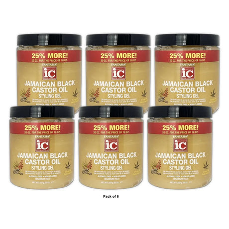 Fantasia Jamaican Black Castor Oil Styling Gel 20 Oz (Pack of 6)