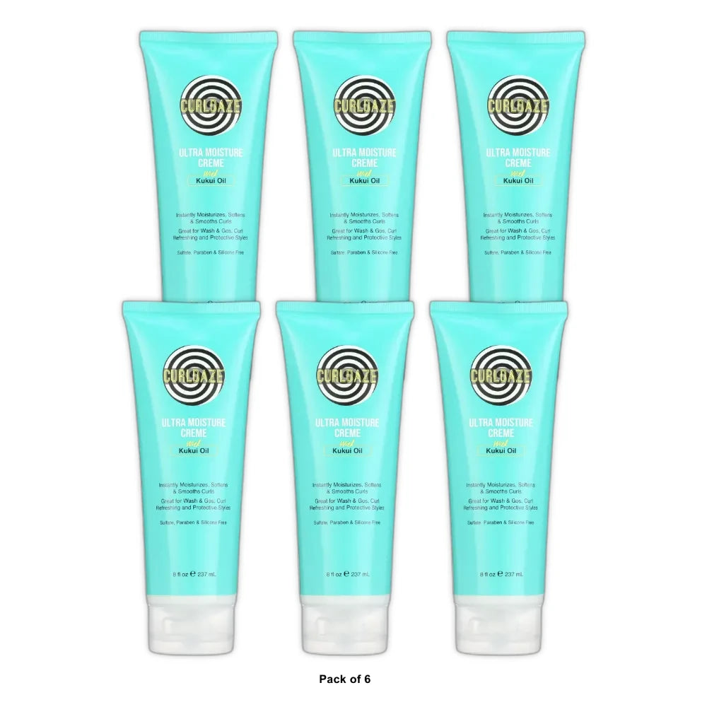 Curldaze Ultra Moisture Creme with Kukui Oil – 8 Fl. Oz (Pack of 6)