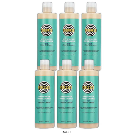 Curldaze Silky Hydration Cream Shampoo with Kukui Oil & Agave – 12 Fl. Oz (Pack of 6)
