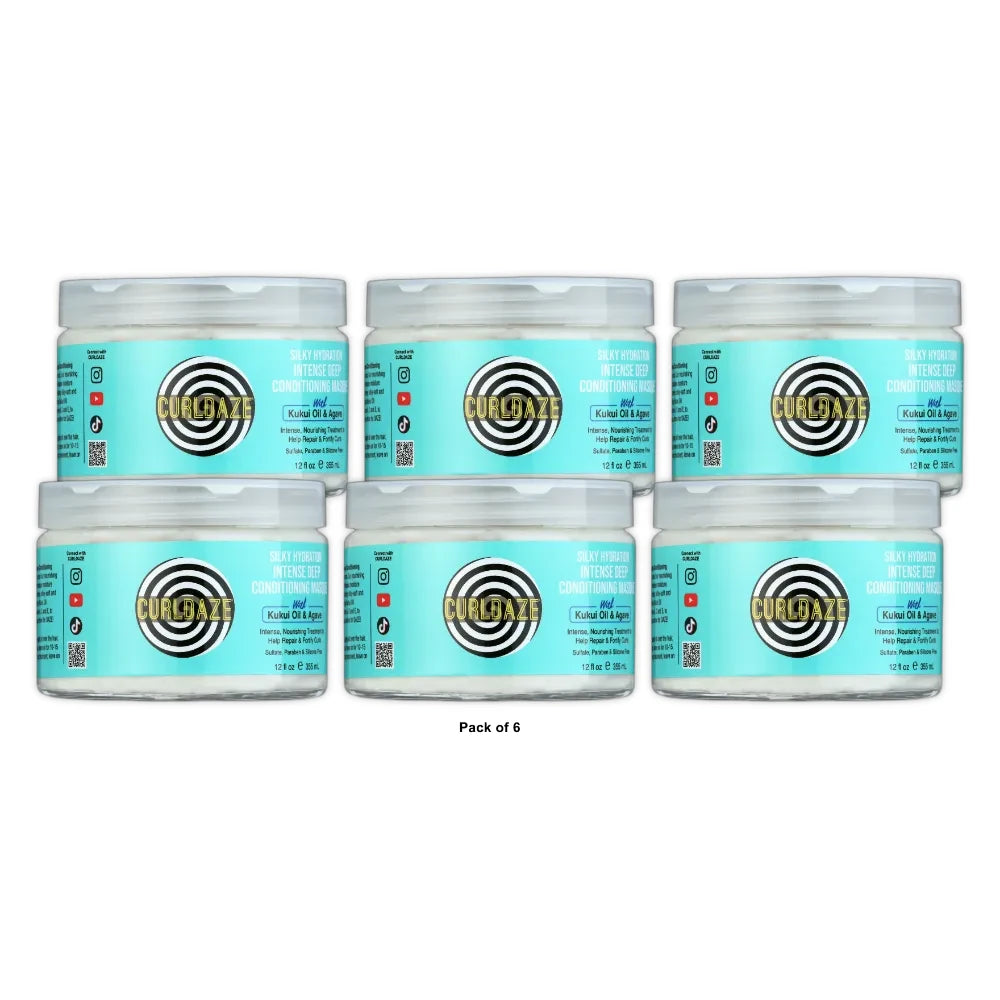 Curldaze Silky Hydration Intense Deep Conditioning Masque with Kukui Oil and Agave Hair Mask  12. Oz (Pack of 6)