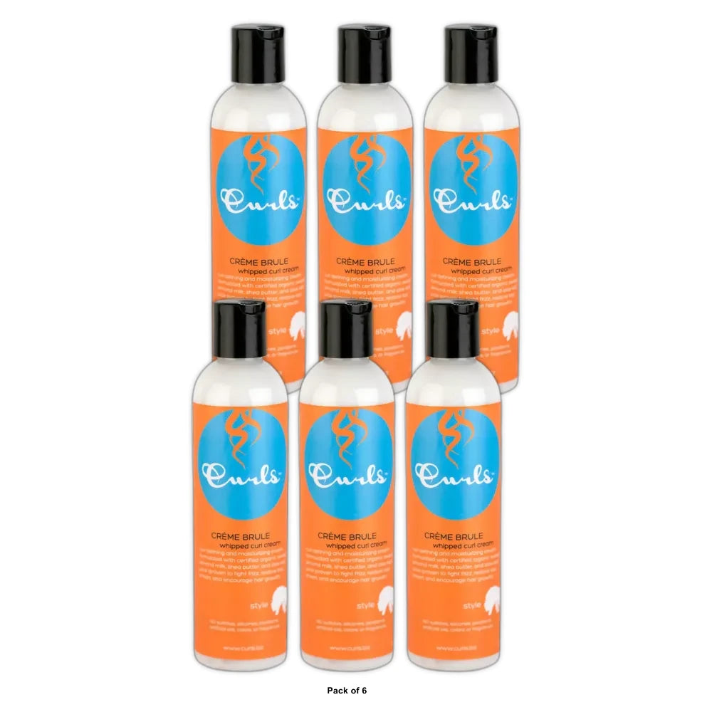 CURLS Creme Moisturizing Frizz Control Brule Hair Styling Cream with Organic Sweet Almond Milk, Shea Butter & Aloe Leaf Juice, 8 Fl. Oz (Pack of 6)