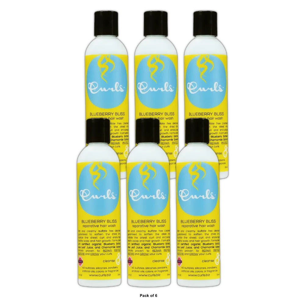 CURLS Blueberry Bliss Repairing Co-Wash with Aloe Blueberry, 8 Fl. Oz (Pack of 6)