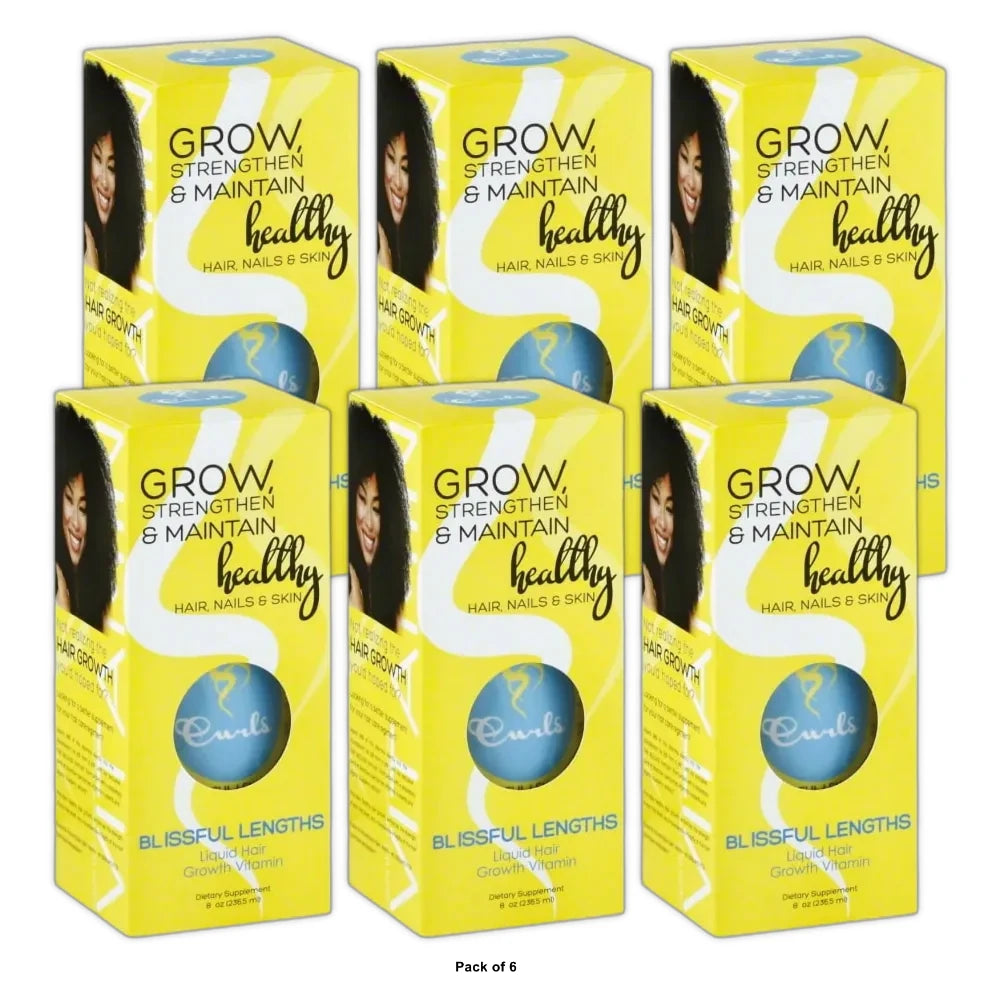 CURLS Blissful Lengths Blueberry Liquid Hair Growth Vitamin Dietary Supplement, 8 Fl. Oz (Pack of 6)