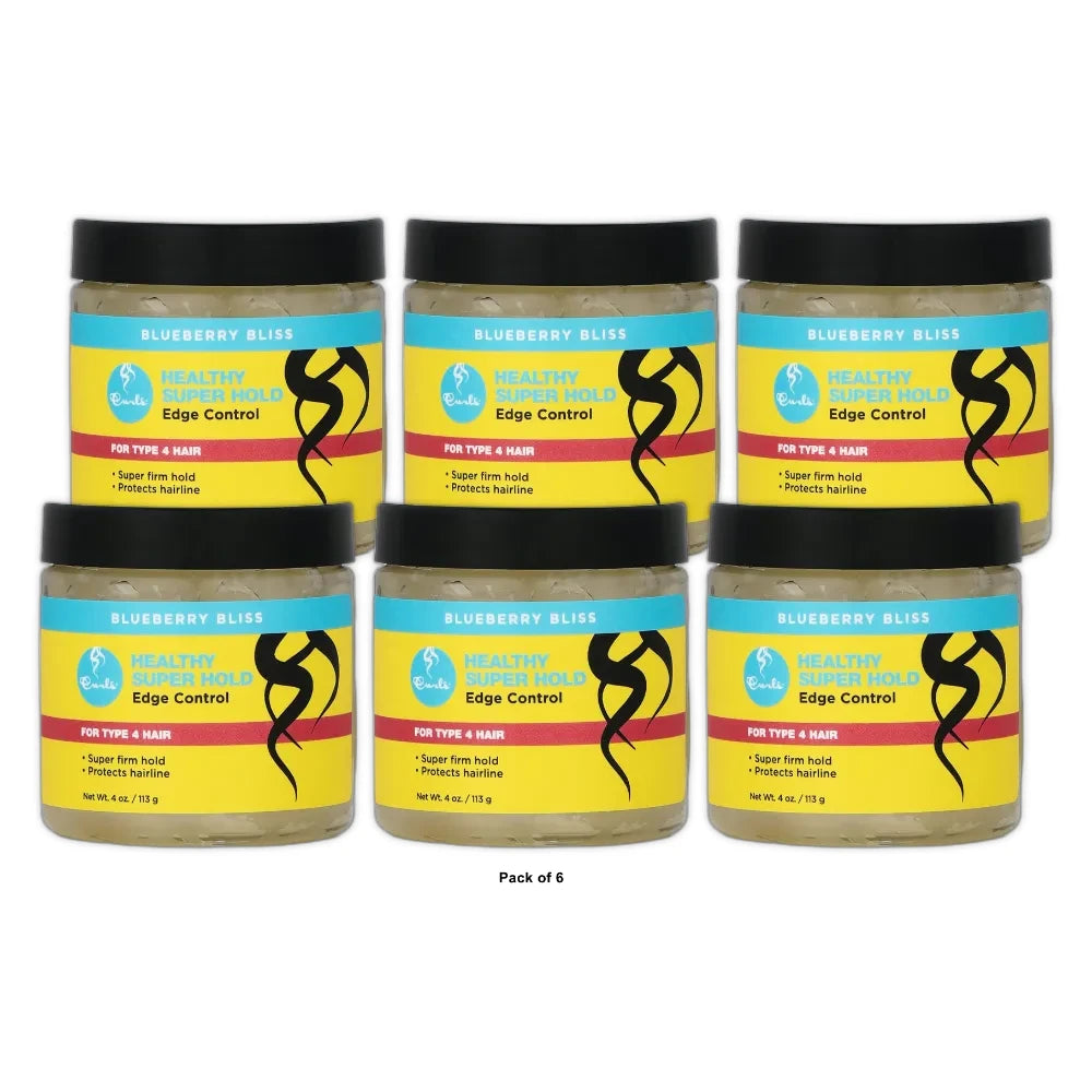 CURLS Blueberry Bliss Super Hold Edge Control, 4 Fl. Oz (Pack of 6)