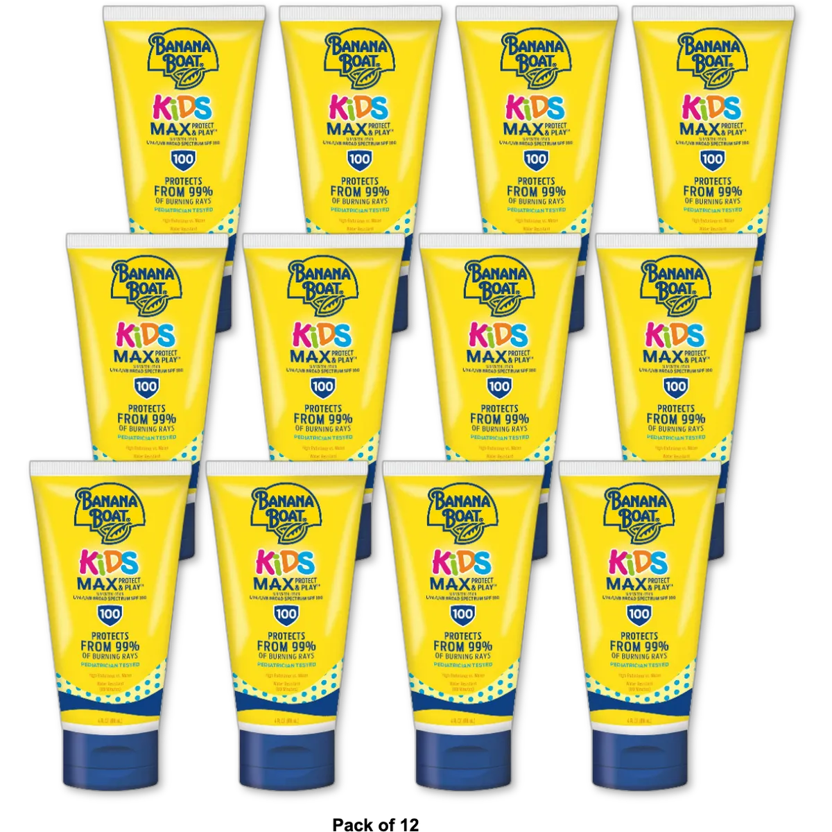 Banana Boat Kids Max Protect & Play Sunscreen Lotion SPF 100 4Oz (Pack of 12)
