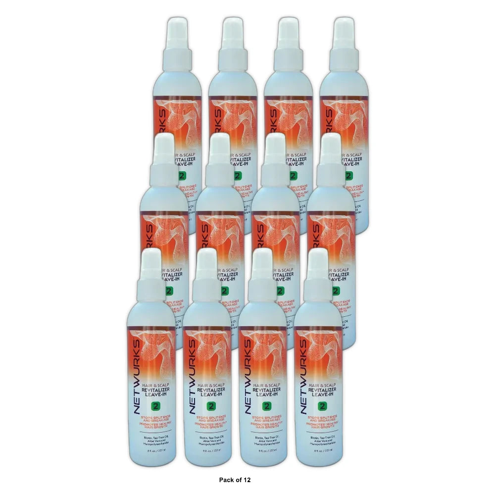 Hair & Scalp Revitalizer Leave-In Spray by Netwurks Hair Care – 8 Fl. Oz (Pack of 12)