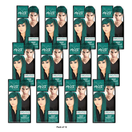 Splat Original Complete Kit Semi-Permanent Hair Dye with Bleach Deep Emerald (Pack of 12)