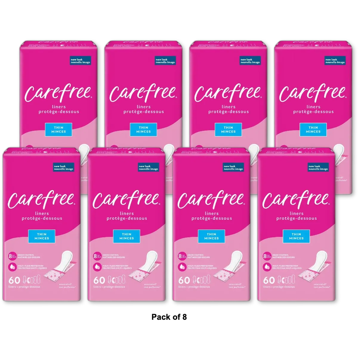 Carefree body shape thin unscented pads to go 10.86oz (Pack of 8)