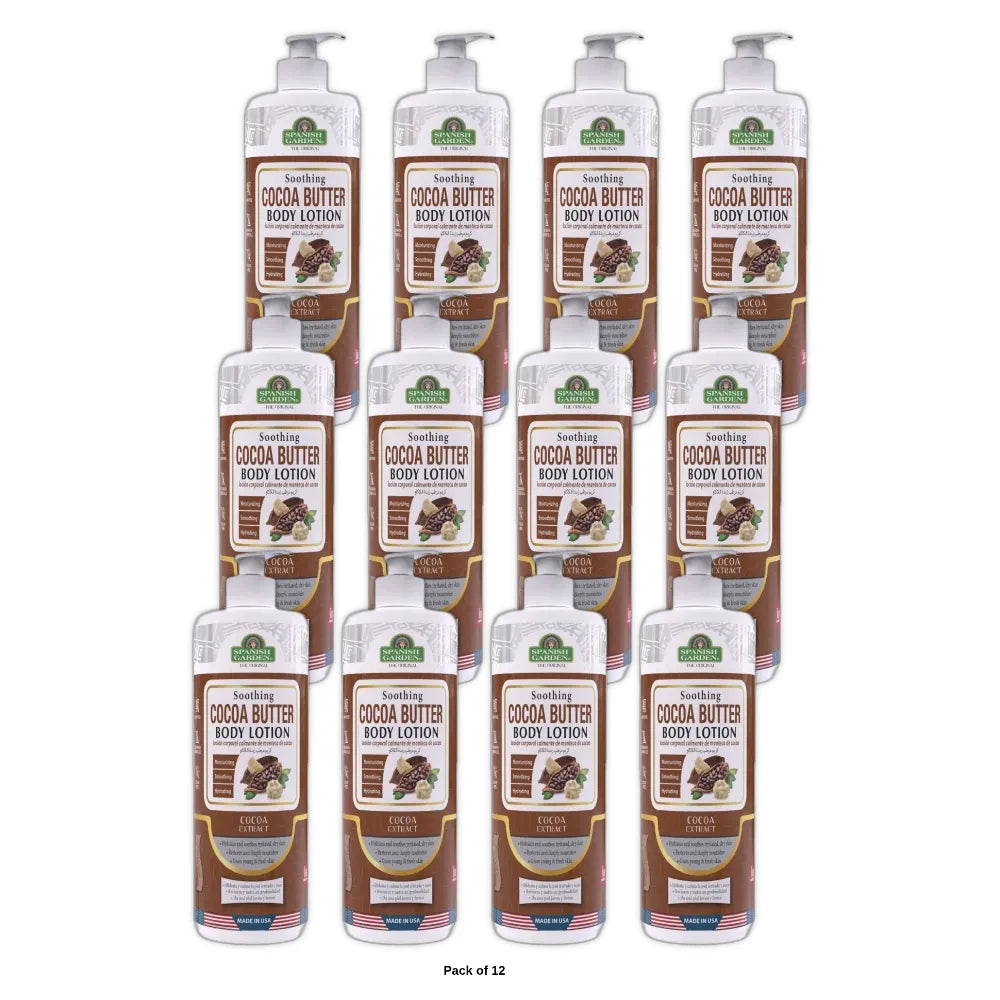 Spanish Garden 19211 Soothing Cocoa Butter Body Lotion (Family size with pump) 32 Oz (Pack of 12)