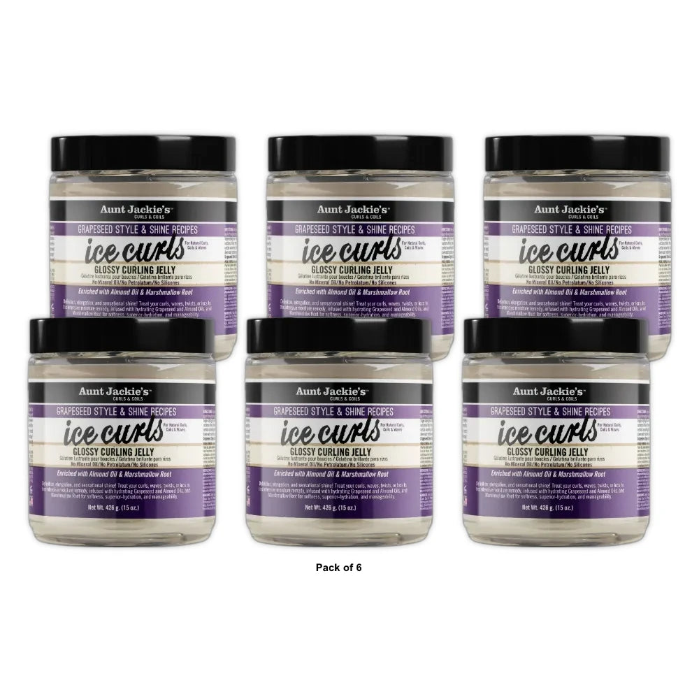 Aunt Jackie's Grapeseed Ice Curls Jelly - 15oz (Pack of 6)