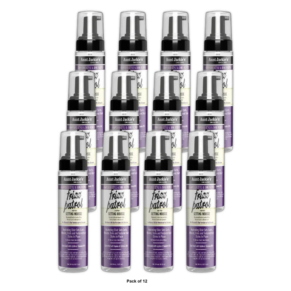 Aunt Jackie's Grape Seed Frizz Patrol Setting Mousse - 8.5 fl oz (Pack of 12)