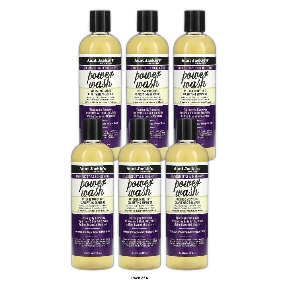 Aunt Jackie s Curls & Coils Power Wash Intense Moisture Clarifying Shampoo 12. Oz (Pack of 6)