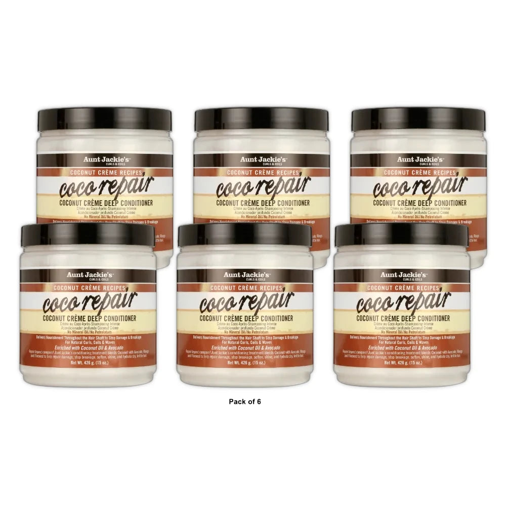 Aunt Jackie s Curls & Coils Coco Repair Coconut Creme Deep Conditioner 15 oz (Pack of 6)