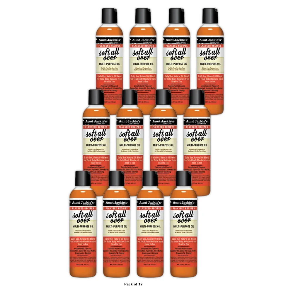 Aunt Jackie s Curls & Coils Soft All Over Multi Purpose Oil 8 oz (Pack of 12)