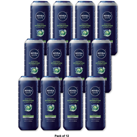 Nivea Men Maximum Hydration 3-In-1 Body Wash 16.9Oz (Pack of 12)