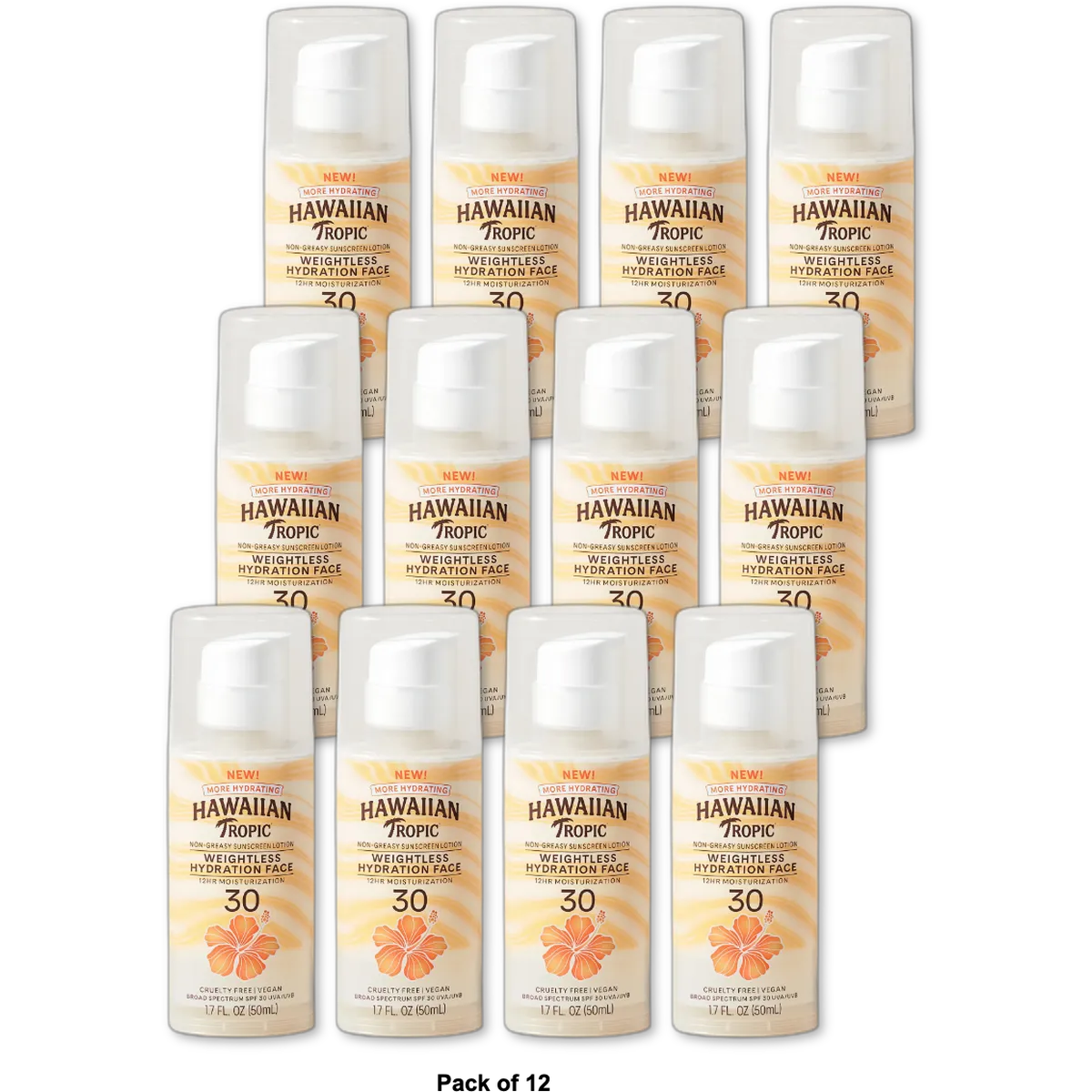 Hawaiian Tropic Silk Hydration Weightless Face Lotion SPF 30 1.7Oz (Pack of 12)