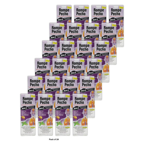 Rompe Pecho Max MultiSymptoms Maximum Strength Cough Syrup, Alcohol Free - 8 oz (Pack of 24)
