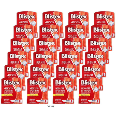 Blistex Medicated Lip Ointment Relief For Chapped Lips 1 stick 0.21 Oz (Pack of 24)