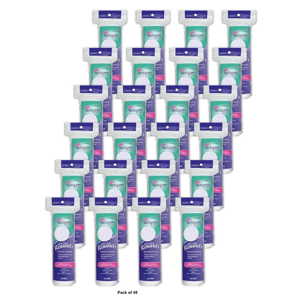Swisspers Cotton Rounds 80S 100% Cotton (Pack of 48)