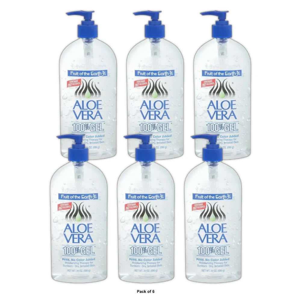 Fruit of the Earth Aloe Vera 100% Gel 24 oz (Pack of 6)