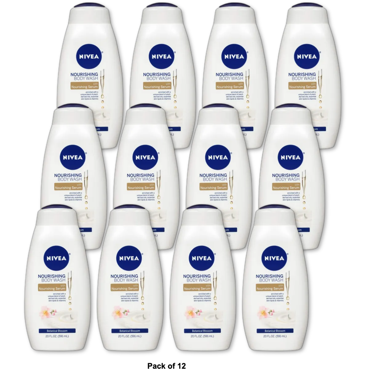 Nivea Nourishing Body Wash Blossom Care 20Oz (Pack of 12)
