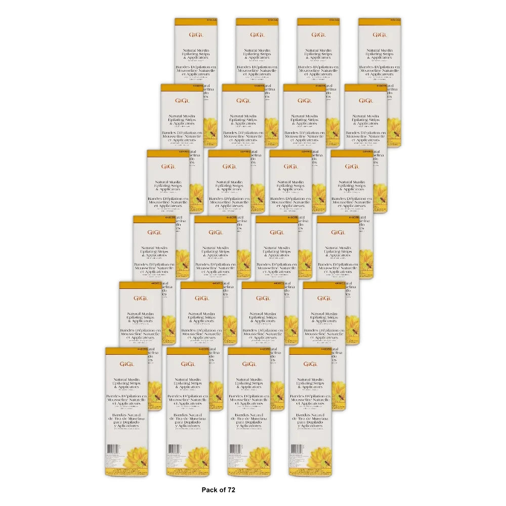 Gigi Natural Muslin Epilating Strips & Applicators (Pack of 72)