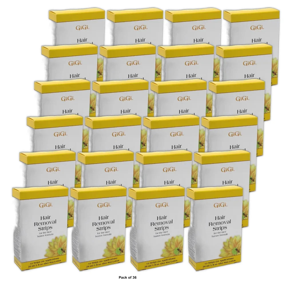 Gigi Hair Removal Strips for the Face - 12 Strips w/ 1oz Post Epilation Lotion (Pack of 36)
