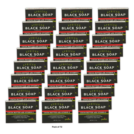 Madina African Black Soap Cocoa Butter with Vitamin E 3.5 oz (Pack of 72)