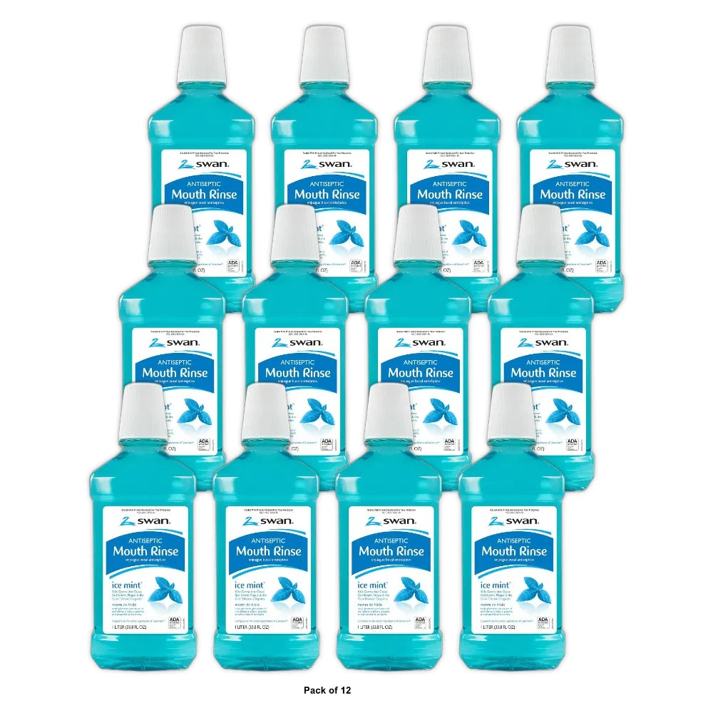 Swan Antiseptic Mouth Rinse Blue Ice Mint 33.8 oz (Pack of 6)