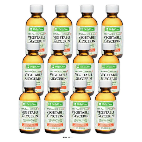 De La Cruz 100% Pure USP Grade Vegetable Glycerin Moisturizer for Skin and Hair 2. Oz (Pack of 12)