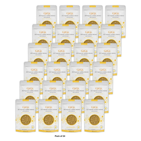 GiGi All Purpose Golden Honee Hard Wax Beads Hair Removal 14 oz Refill Bag (Pack of 24)