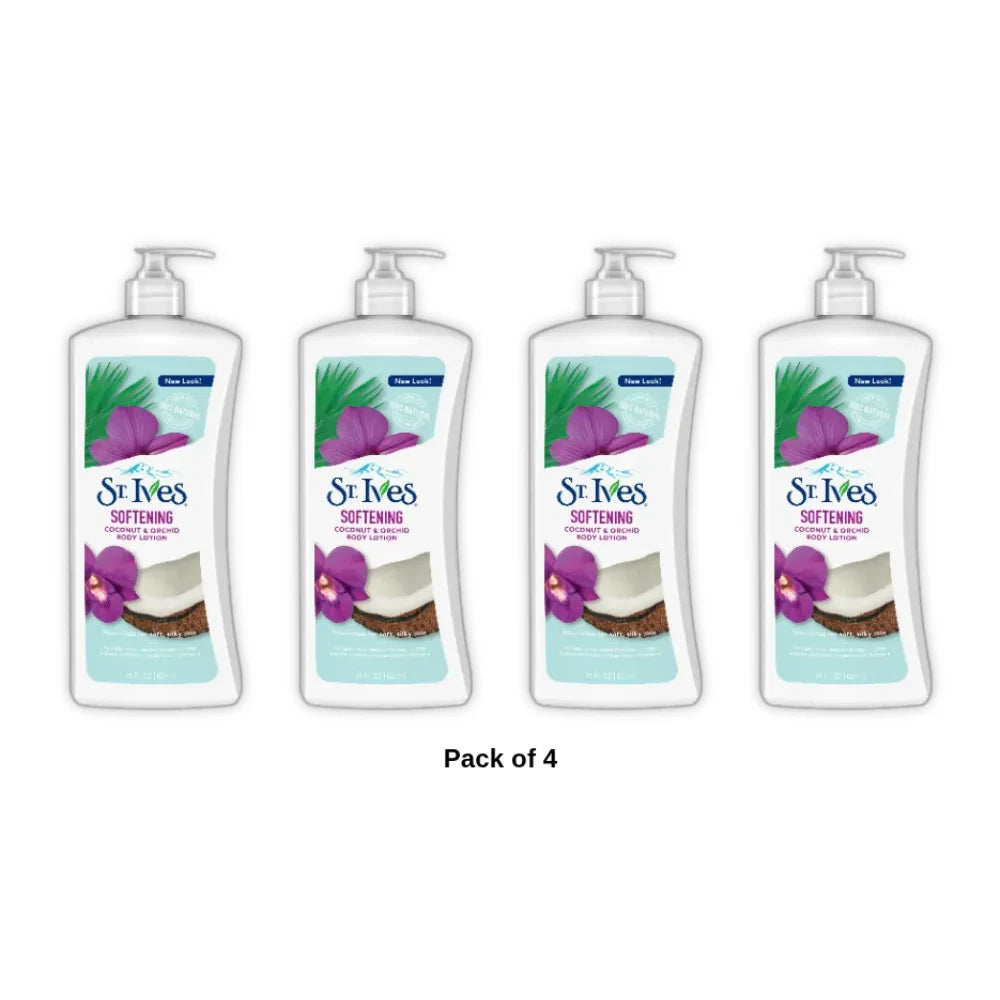St. Ives Softening Body Lotion Coconut and Orchid 21 oz (Pack of 4)