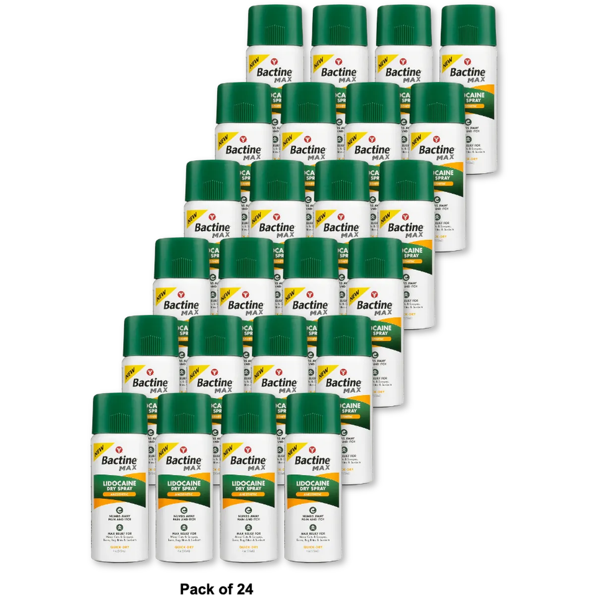 Bactine Max Pain Relief Dry Spray with Lidocaine 4Oz (Pack of 24)