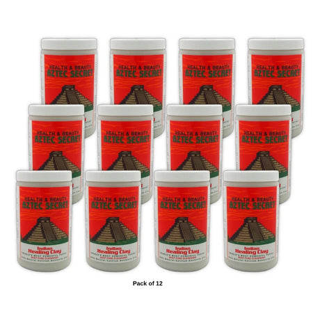 Aztec Secret Indian Healing Clay Deep Pore Cleansing Face & Body Mask, Natural C (Pack of 12)