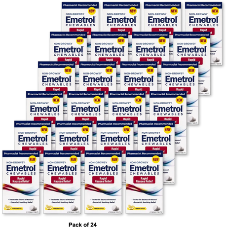Emetrol Rapid Nausea Relief Chewable Tablets Lemon 4.2oz (Pack of 24)
