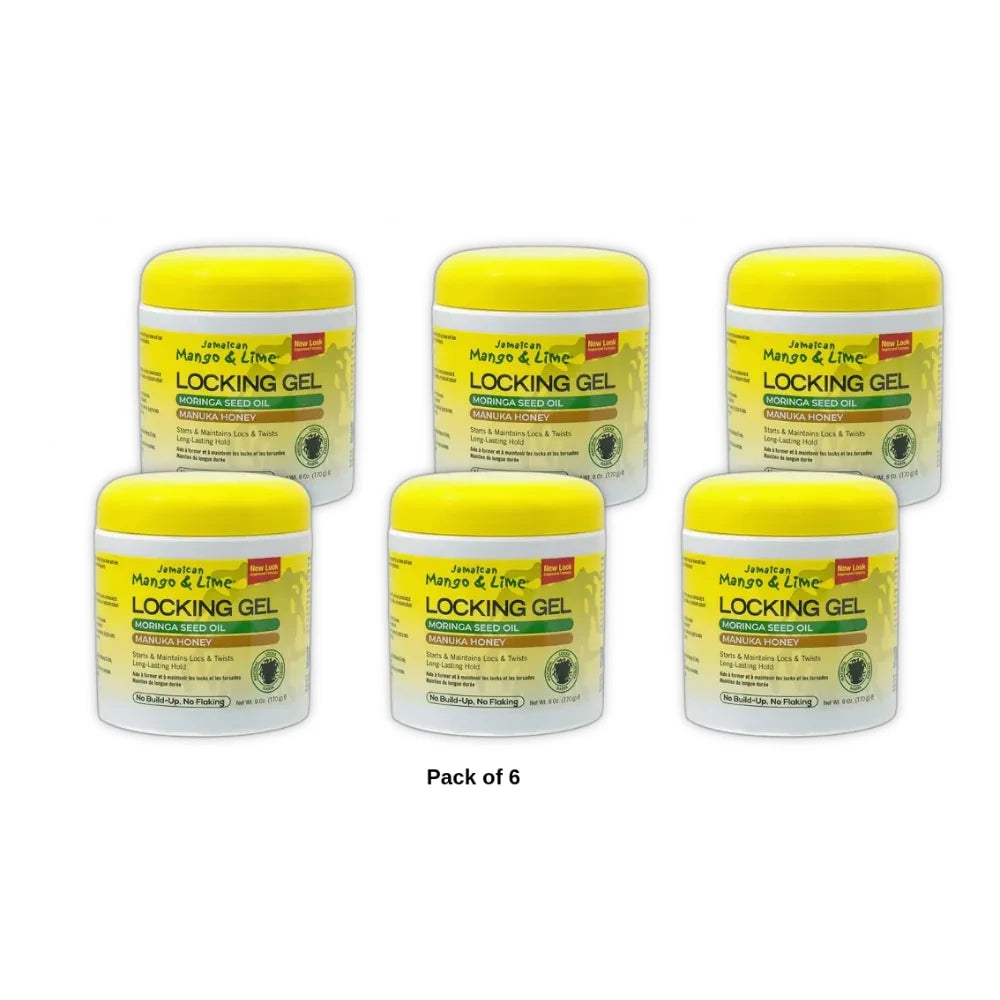 Jamaican Mango & Lime Frizz Control Jar Hair Styling & Locking Gel Unisex 6 Oz (Pack of 6)