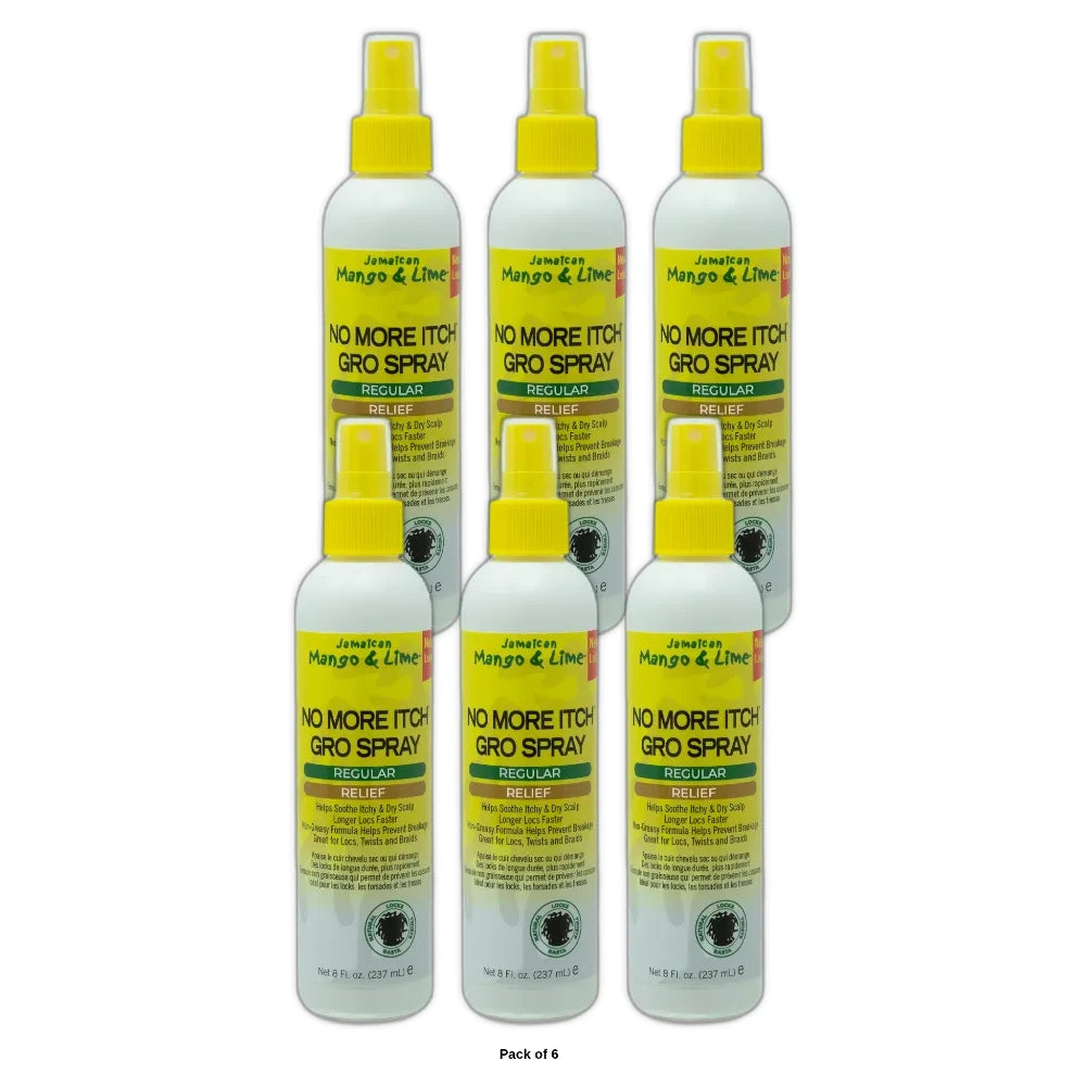 Jamaican Mango & Lime Maximum Relief No More Itch Gro Spray 8 oz Hair & Scalp T (Pack of 6)
