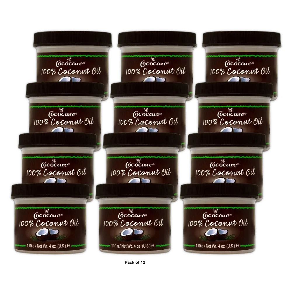 Cococare 100% Pure Coconut Oil - All Natural Coconut Oil for Skin and Hair 4 OZ (Pack of 12)