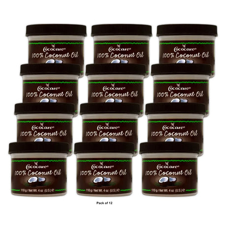 Cococare 100% Pure Coconut Oil - All Natural Coconut Oil for Skin and Hair 4 OZ (Pack of 12)