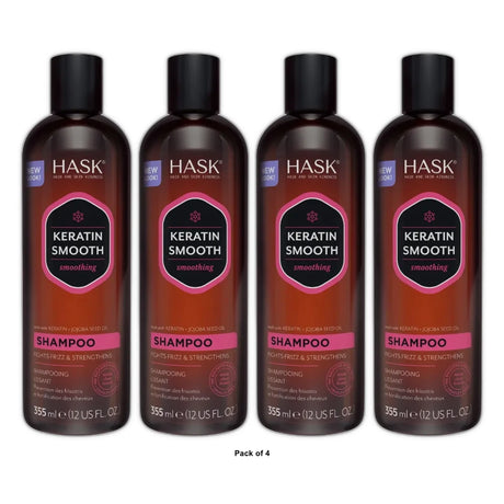 Hask Keratin Protein Smoothing Shampoo & Conditioner 12oz (Pack of 4)