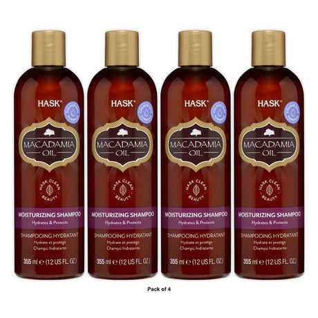 HASK Macadamia Oil Moisturizing Shampoo 12oz. (Pack of 4)
